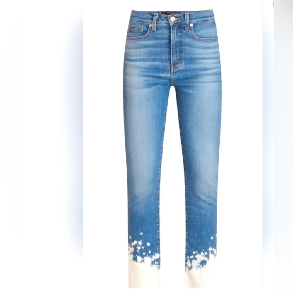 Veronica Beard Carly Kick Flare High Rise Blue and Cream Jeans - 27/4 - Picture 2 of 9